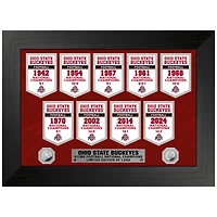 Highland Mint Ohio State Buckeyes Nine-Time Football National Champions 12'' x 15'' Deluxe Banner Silver Coin Photo Mint