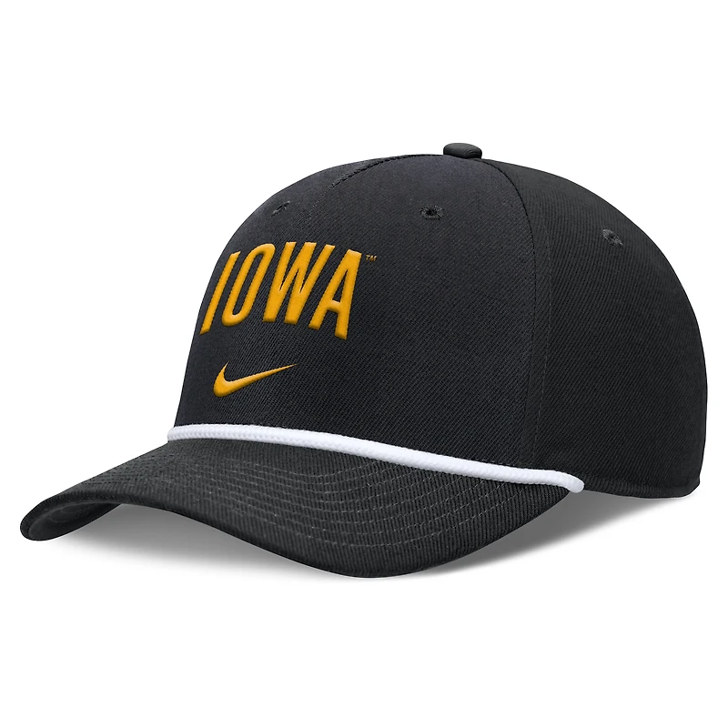 Men's Nike Black Iowa Hawkeyes Rise Campus Adjustable Hat