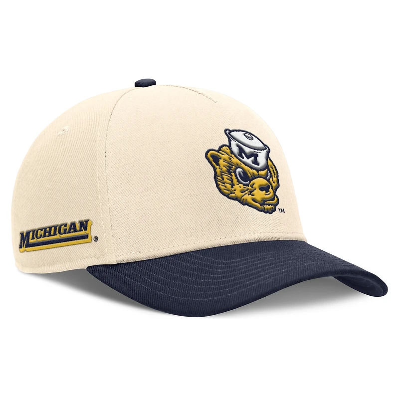 Men's Nike Natural/Navy Michigan Wolverines Academic Rise Dri-FIT Adjustable Hat