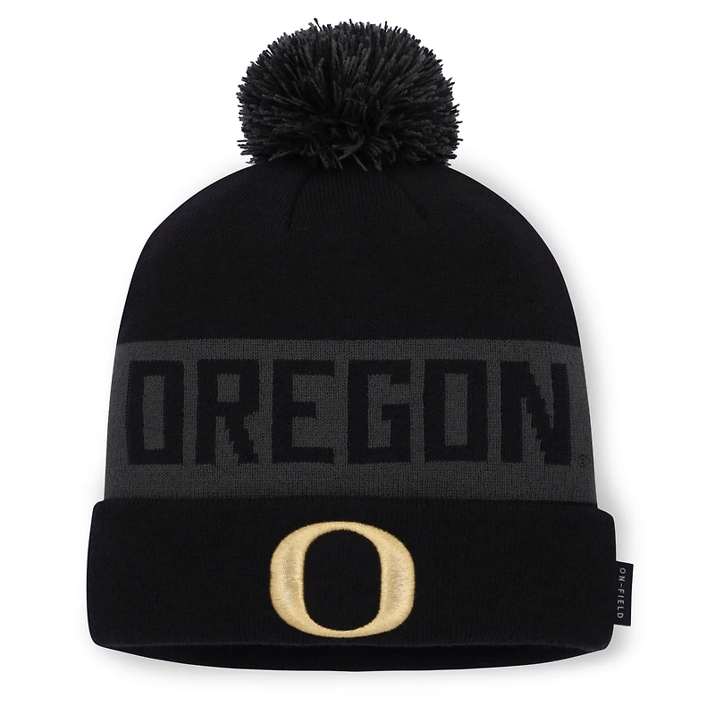 Men's Nike Black Oregon Ducks Shoe Duck Peak Beanie with Pom