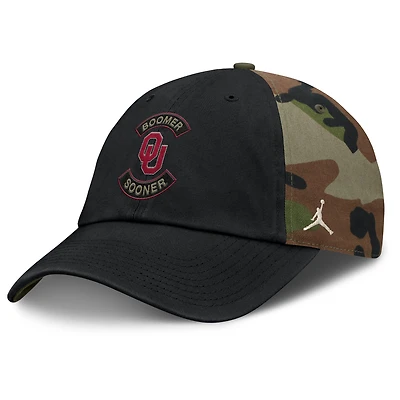 Men's Jordan Brand Black/Camo Oklahoma Sooners 2025 Military Appreciation Club Adjustable Hat