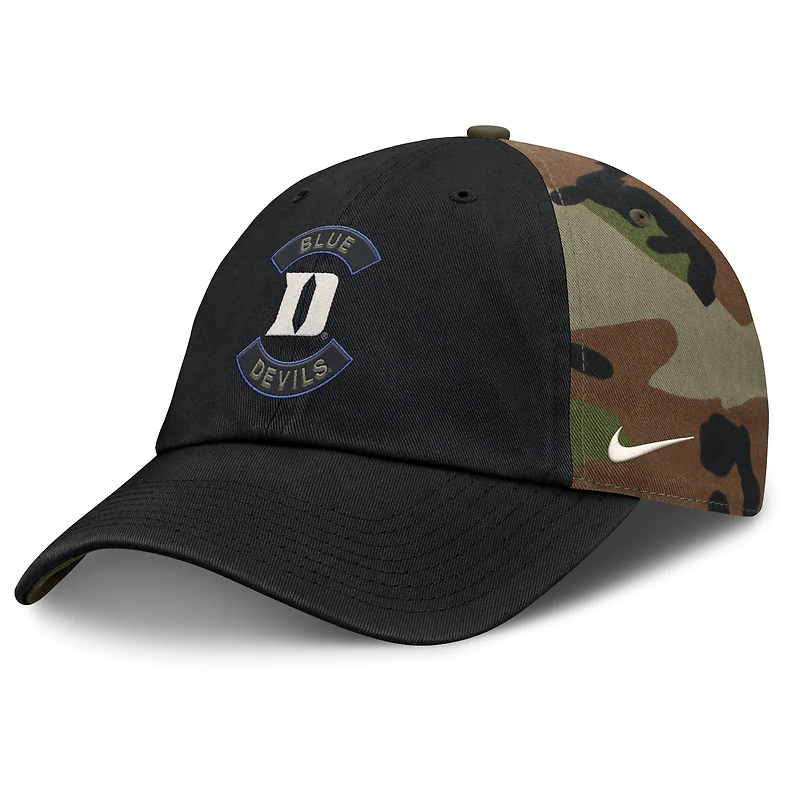 Men's Nike Black/Camo Duke Blue Devils 2025 Military Appreciation Club Adjustable Hat