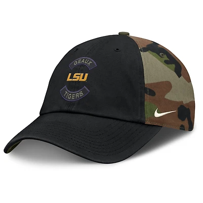 Men's Nike Black/Camo LSU Tigers 2025 Military Appreciation Club Adjustable Hat