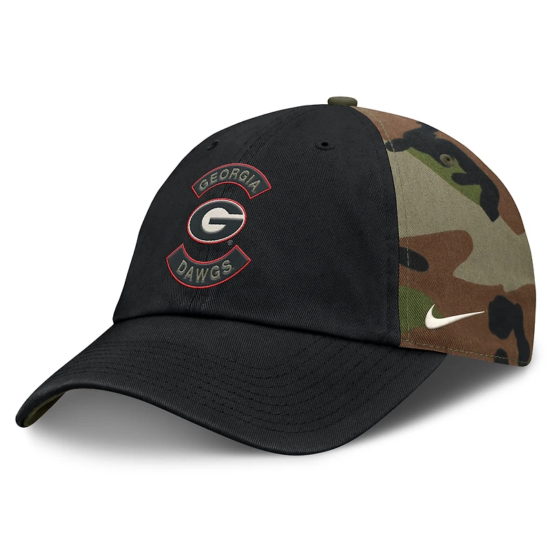 Men's Nike Black/Camo Georgia Bulldogs 2025 Military Appreciation Club Adjustable Hat