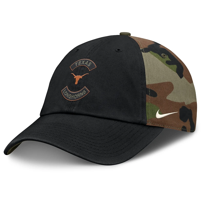 Men's Nike Black/Camo Texas Longhorns 2025 Military Appreciation Club Adjustable Hat