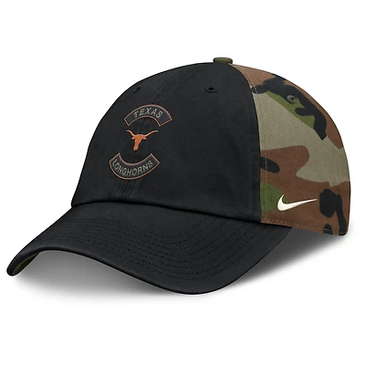 Men's Nike Black/Camo Texas Longhorns 2025 Military Appreciation Club Adjustable Hat