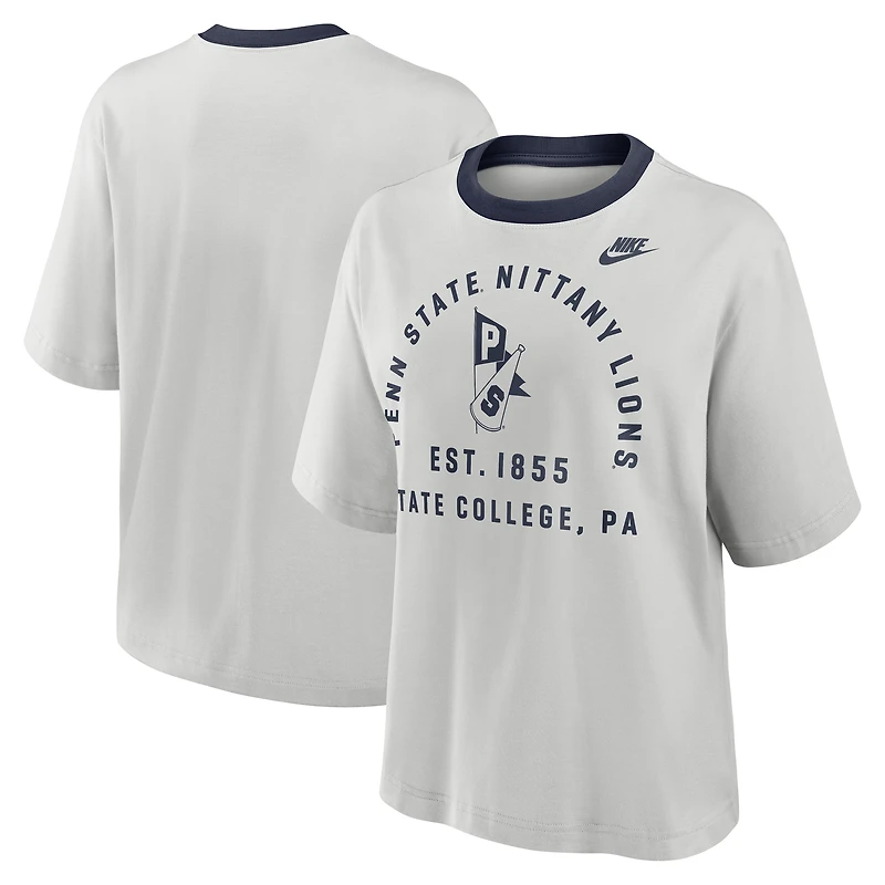 Women's Nike Gray Penn State Nittany Lions Legacy Arch Script Boxy T-Shirt