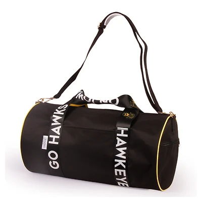 Iowa Hawkeyes Round Duffel with Logoed Straps