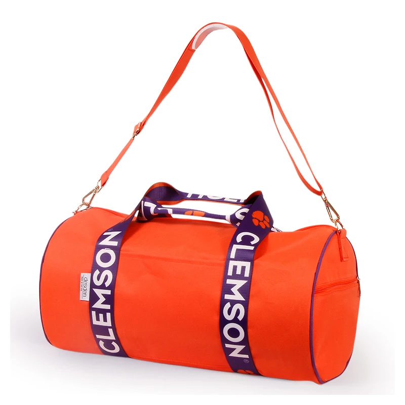 Clemson Tigers Round Duffel with Logoed Straps