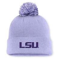 Men's Nike Light Purple LSU Tigers Primetime Peak Campus Cuffed Knit Hat with Pom