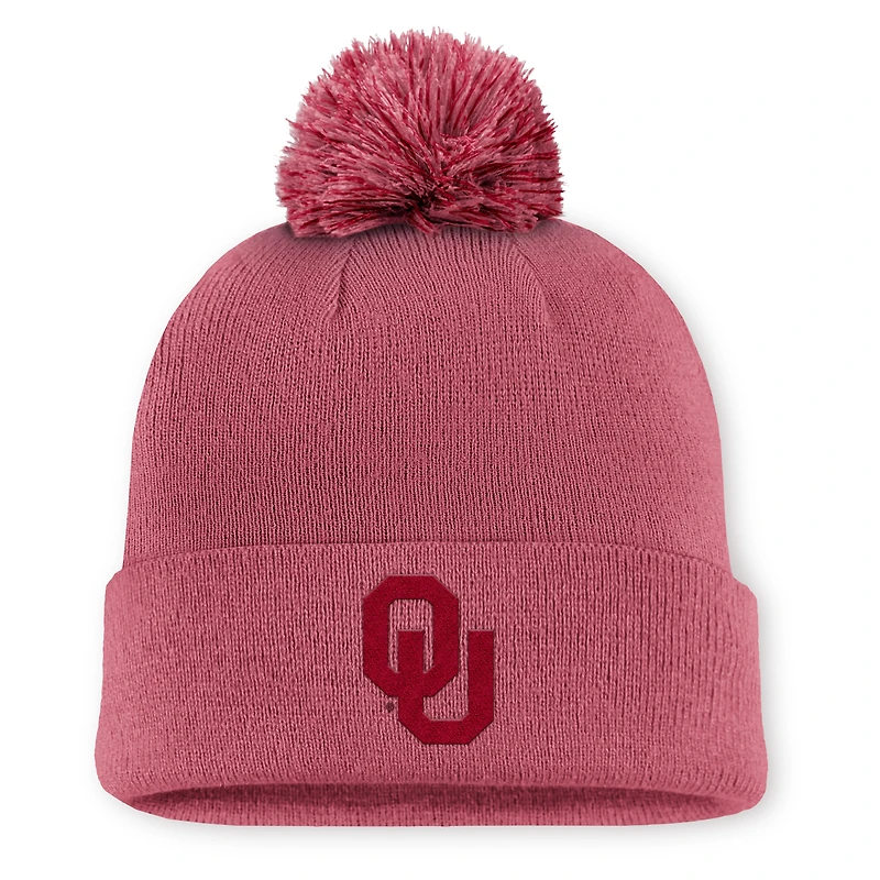 Men's Jordan Brand Pink Oklahoma Sooners Primetime Peak Campus Cuffed Knit Hat with Pom
