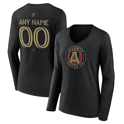 Women's Black Atlanta United FC Custom Team Authentic Long Sleeve V-Neck T-Shirt
