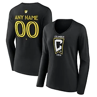 Women's Black Columbus Crew Custom Team Authentic Long Sleeve V-Neck T-Shirt