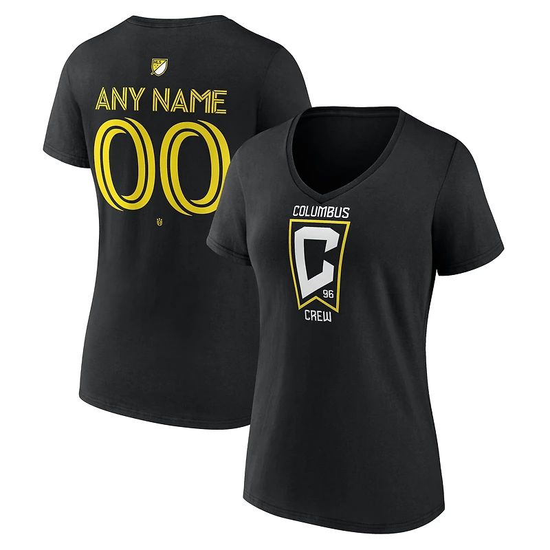Women's Black Columbus Crew Custom Team Authentic V-Neck T-Shirt