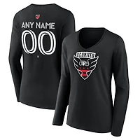 Women's Black D.C. United Custom Team Authentic Long Sleeve V-Neck T-Shirt