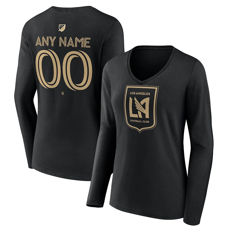 Women's Black LAFC Custom Team Authentic Long Sleeve V-Neck T-Shirt