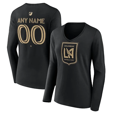 Women's Black LAFC Custom Team Authentic Long Sleeve V-Neck T-Shirt