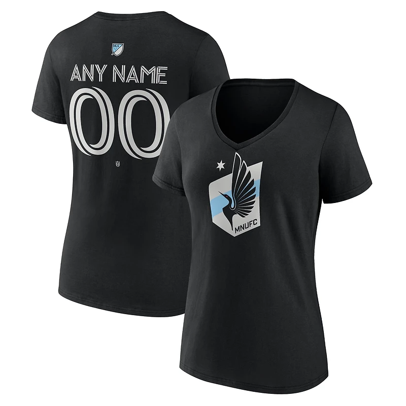 Women's Black Minnesota United FC Custom Team Authentic V-Neck T-Shirt