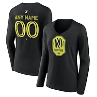 Women's Black Nashville SC Custom Team Authentic Long Sleeve V-Neck T-Shirt