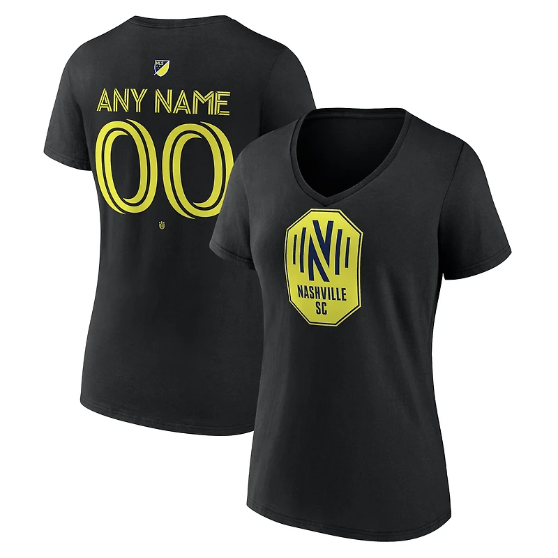 Women's Black Nashville SC Custom Team Authentic V-Neck T-Shirt