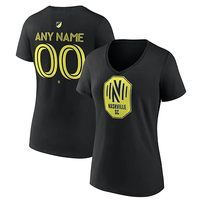 Women's Black Nashville SC Custom Team Authentic V-Neck T-Shirt