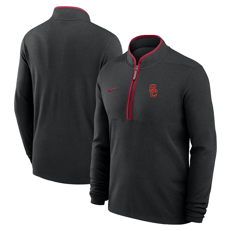 Men's Nike Black USC Trojans Courtside Victory Dri-FIT Half-Zip Pullover
