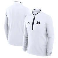 Men's Jordan Brand White Michigan Wolverines Courtside Victory Dri-FIT Half-Zip Pullover
