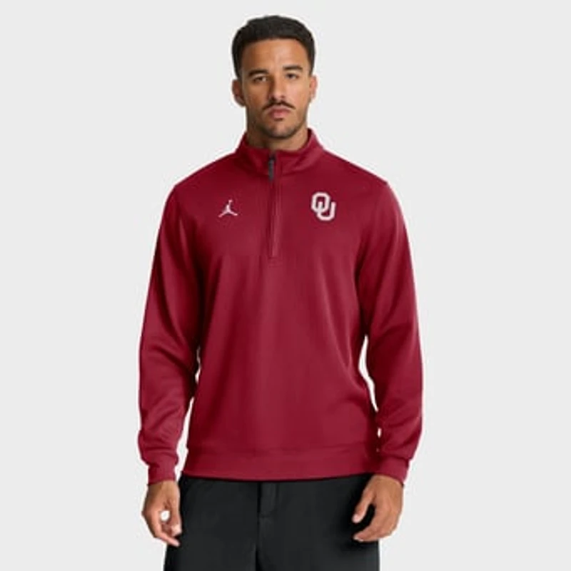 Men's Jordan Brand Crimson Oklahoma Sooners 2025 Coaches Premium Dri-FIT Half-Zip Pullover
