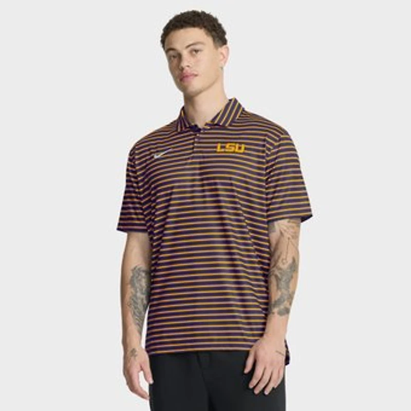 Men's Nike Purple LSU Tigers 2025 Coaches Premium Tour Stripe Dri-FIT Polo