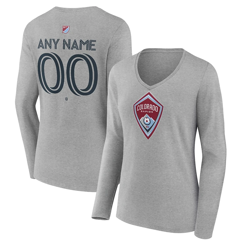 Women's Gray Colorado Rapids Custom Team Authentic Long Sleeve V-Neck T-Shirt