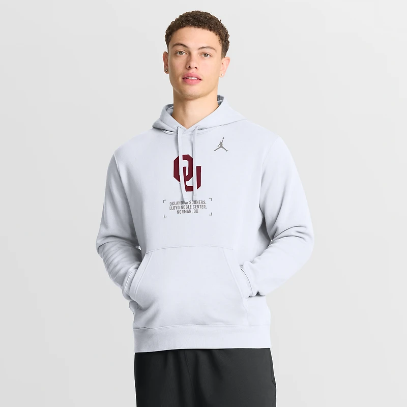 Men's Jordan Brand White Oklahoma Sooners Basketball Two-Hit Club Fleece Pullover Hoodie