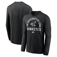 Men's Nike Black Iowa Hawkeyes Legacy Arched Logo Long Sleeve T-Shirt