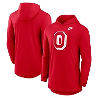 Men's Nike Scarlet Ohio State Buckeyes Legacy Tri-Blend Dri-FIT Long Sleeve Hoodie T-Shirt