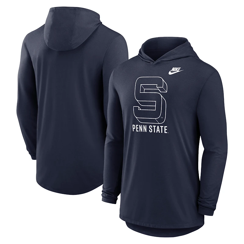 Men's Nike Navy Penn State Nittany Lions Legacy Tri-Blend Dri-FIT Long Sleeve Hoodie T-Shirt