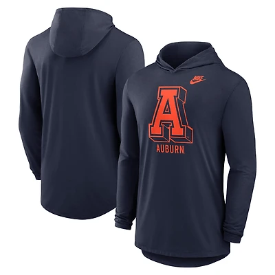 Men's Nike Navy Auburn Tigers Legacy Tri-Blend Dri-FIT Long Sleeve Hoodie T-Shirt