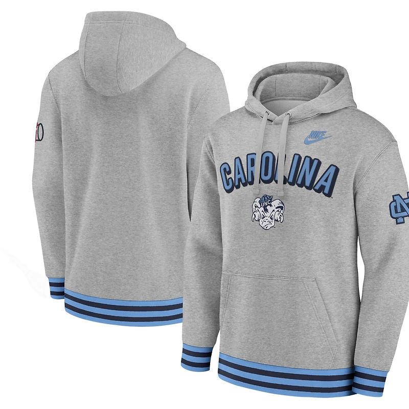 Men's Nike Heather Gray North Carolina Tar Heels Legacy Retro Pullover Hoodie
