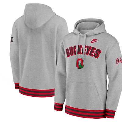 Men's Nike Heather Gray Ohio State Buckeyes Legacy Retro Pullover Hoodie