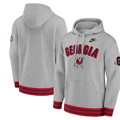 Men's Nike Heather Gray Georgia Bulldogs Legacy Retro Pullover Hoodie