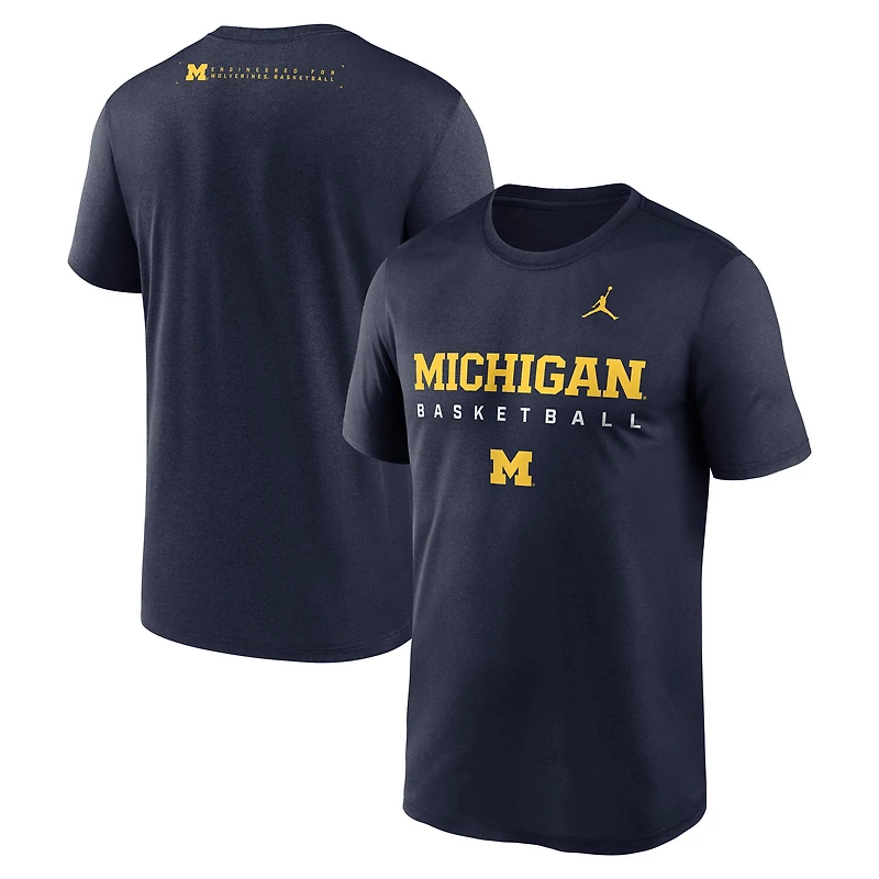 Men's Jordan Brand Navy Michigan Wolverines 2025 Courtside Basketball Legend Dri-FIT T-Shirt
