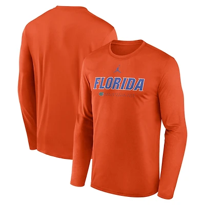 Men's Jordan Brand Orange Florida Gators 2025 Courtside Basketball Shootaround Legend Dri-FIT Long Sleeve T-Shirt