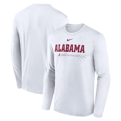 Men's Nike White Alabama Crimson Tide 2025 Courtside Basketball Shootaround Legend Dri-FIT Long Sleeve T-Shirt