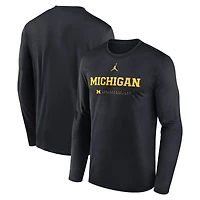 Men's Jordan Brand Navy Michigan Wolverines 2025 Courtside Basketball Shootaround Legend Dri-FIT Long Sleeve T-Shirt