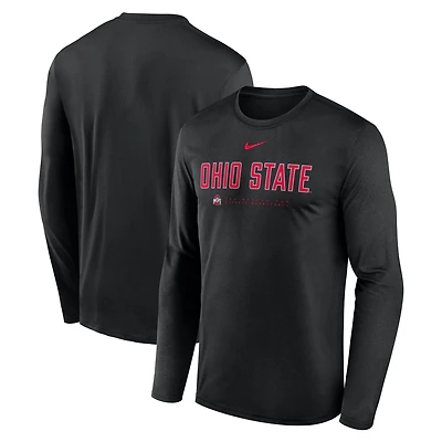 Men's Nike Black Ohio State Buckeyes 2025 Courtside Basketball Shootaround Legend Dri-FIT Long Sleeve T-Shirt