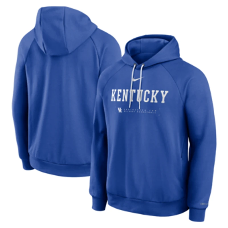 Men's Nike Royal Kentucky Wildcats 2025 Courtside Basketball Practice Raglan Dri-FIT Hoodie