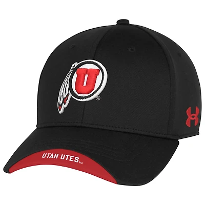 Men's Under Armour  Black Utah Utes Sideline Blitzing Accent Iso-Chill Adjustable Hat