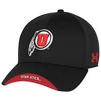 Men's Under Armour  Black Utah Utes Sideline Blitzing Accent Iso-Chill Adjustable Hat