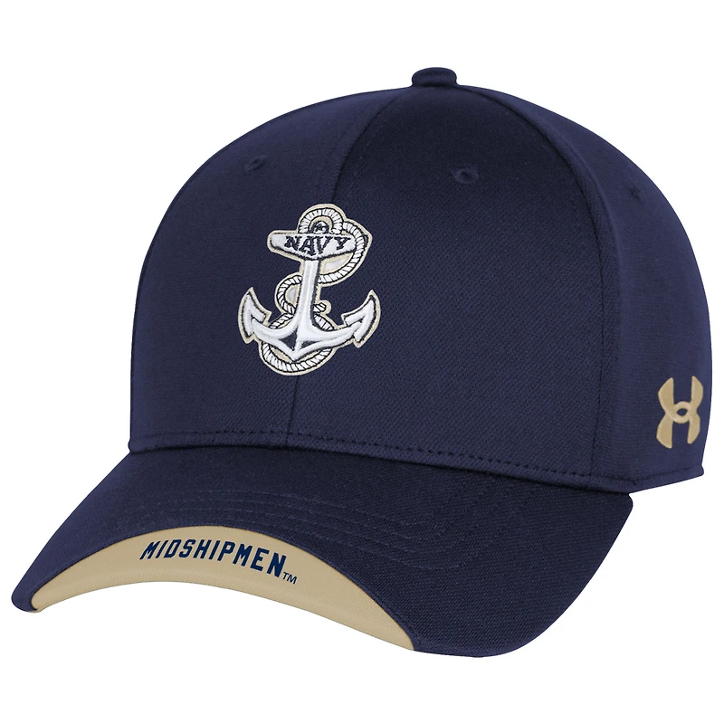 Men's Under Armour  Navy Navy Midshipmen Sideline Blitzing Accent Iso-Chill Adjustable Hat