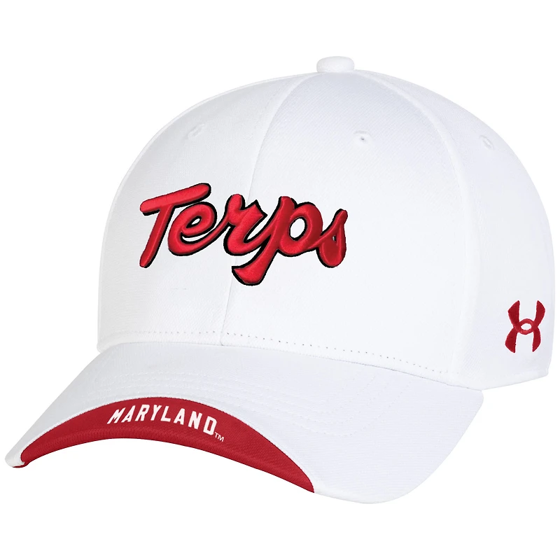 Men's Under Armour  White Maryland Terrapins Sideline Blitzing Accent Iso-Chill Adjustable Hat