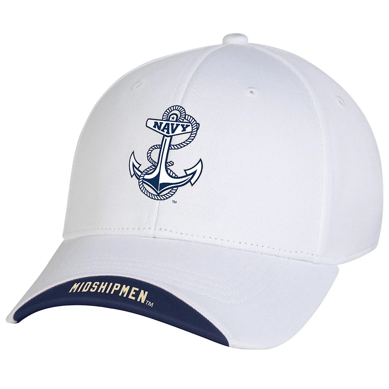 Men's Under Armour White Navy Midshipmen Sideline Blitzing Accent Iso-Chill Flex Hat