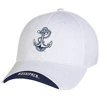 Men's Under Armour  White Navy Midshipmen Sideline Blitzing Accent Iso-Chill Flex Hat